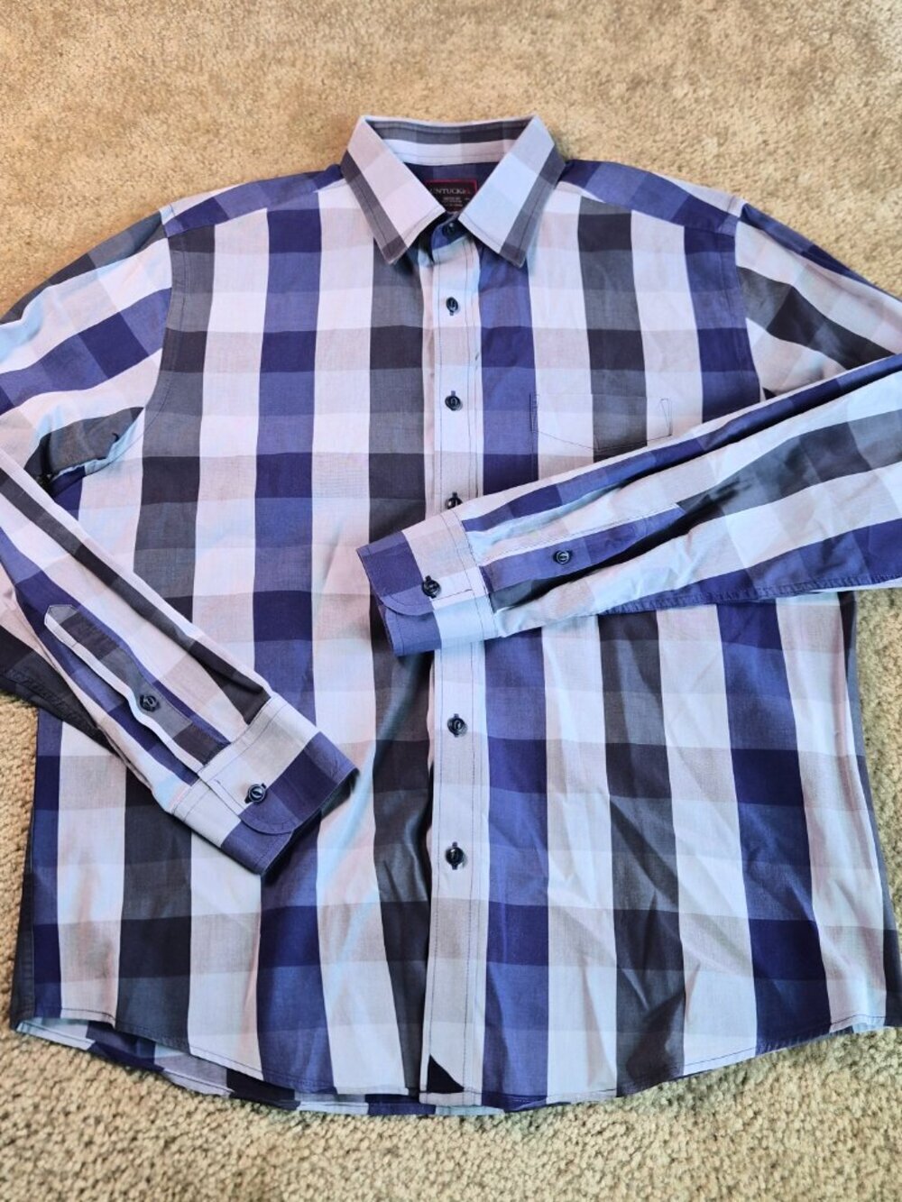 UNTUCKit Long Sleeve Button Shirt Mens Medium Slim Fit Blue Purple Plaid G005 - Picture 2 of 11